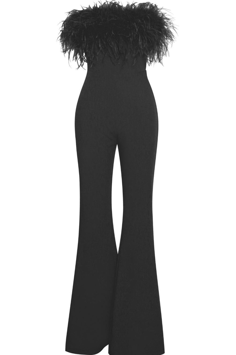 FEATHER JUMPSUIT IN BLACK