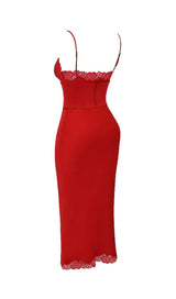 RED ROSE SATIN SLIP DRESS