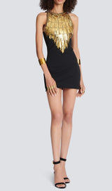 SEQUIN BANDAGE MINI DRESS IN BLACK