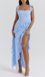 SOFT BLUE RUFFLE MAXI DRESS