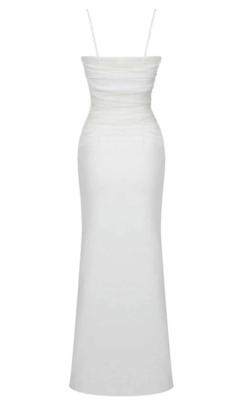 STRAPPY MESH MAXI DRESS IN WHITE