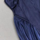 WAIST-TIGHTENING MESH MAXI DRESS IN ROYAL BLUE