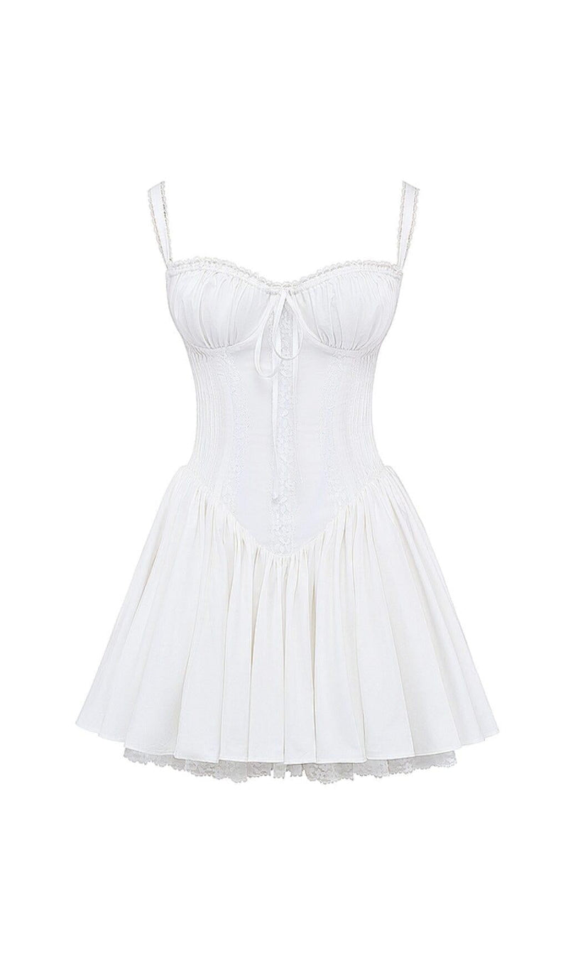 WHITE LACE CORSET MINI DRESS