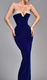 BANDEAU OFF SHOULDER MAXI DRESS IN ROYAL BLUE