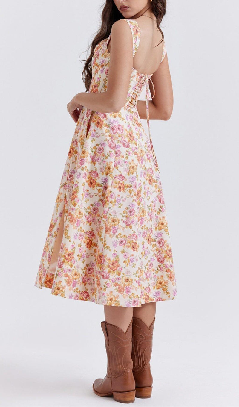 IVORY FLORAL MIDI SUNDRESS