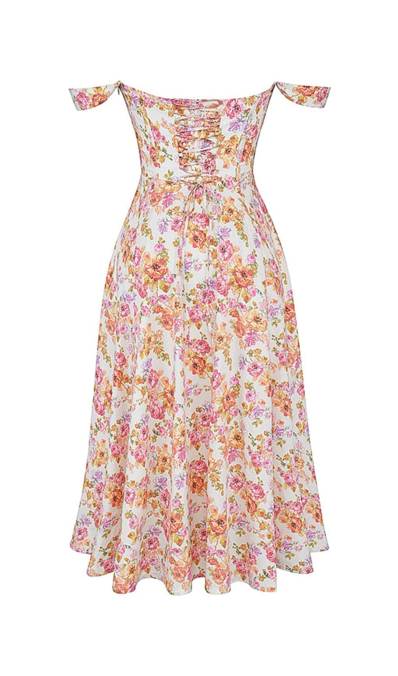 IVORY FLORAL MIDI SUNDRESS