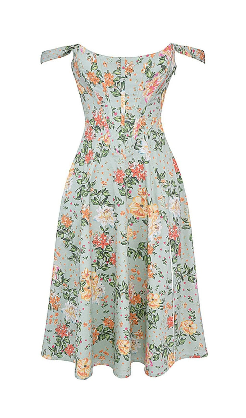 LIGHT JADE PRINT MIDI SUNDRESS