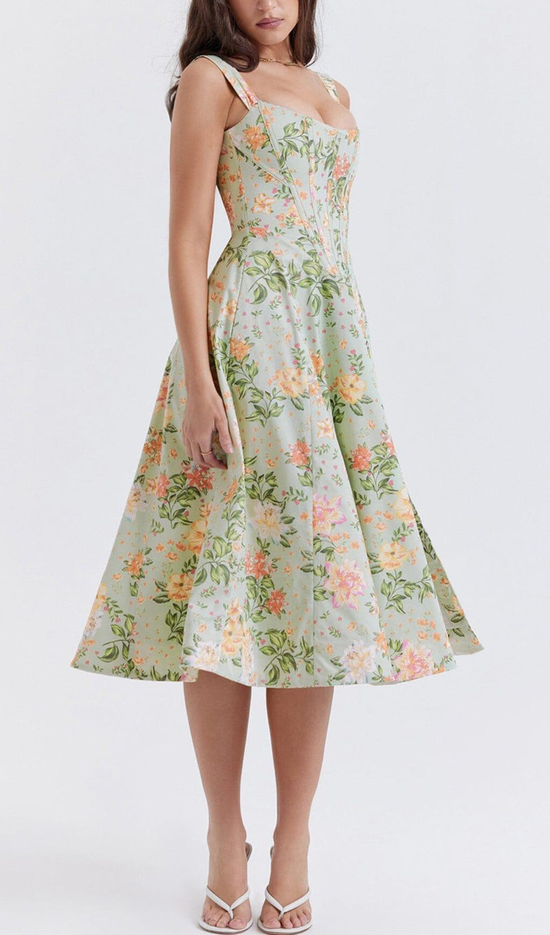 LIGHT JADE PRINT MIDI SUNDRESS