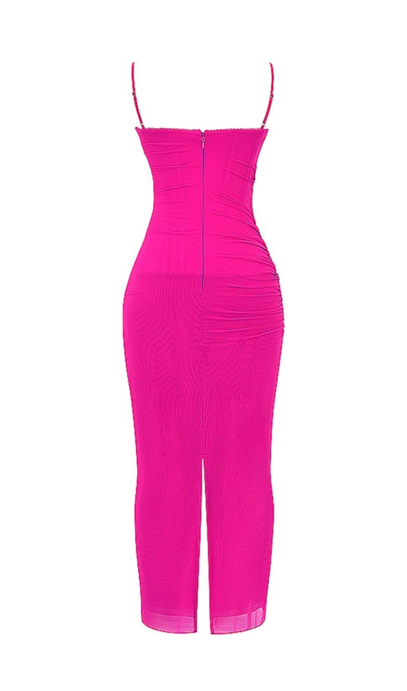 FUCHSIA CORSET MAXI DRESS