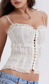 IVORY SEQUIN PLEAT CORSET