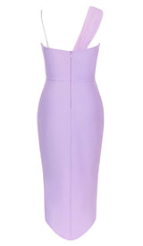 ONE SHOULDER THIGH SLIT MIDI DRESS IN LILAC