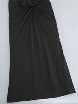 BANDEAU DRAPE MAXI DRESS IN BLACK