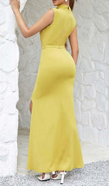 SOLID ASYMMETRICAL HIGH LOW DRESS IN YELLOW