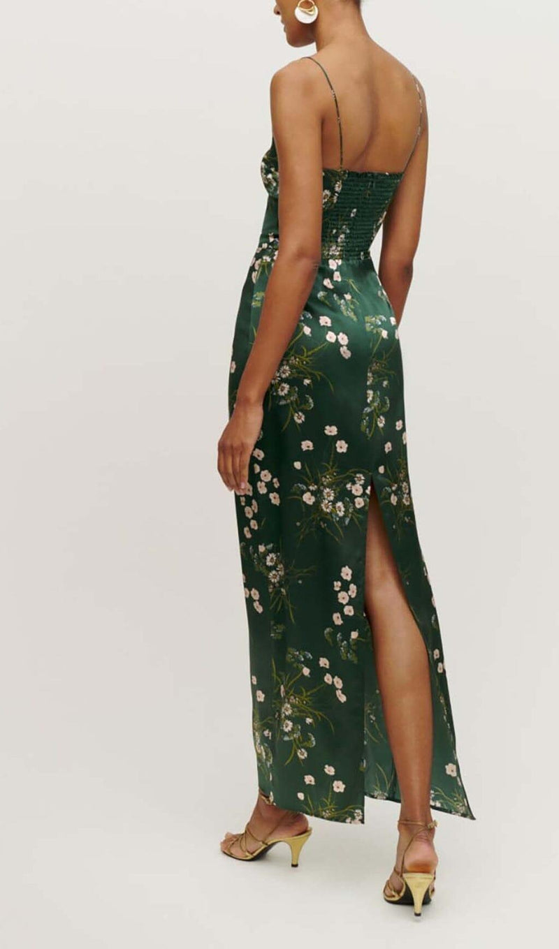 SPAGHETTI STRAP SLEEVELESS MAXI DRESS IN GREEN