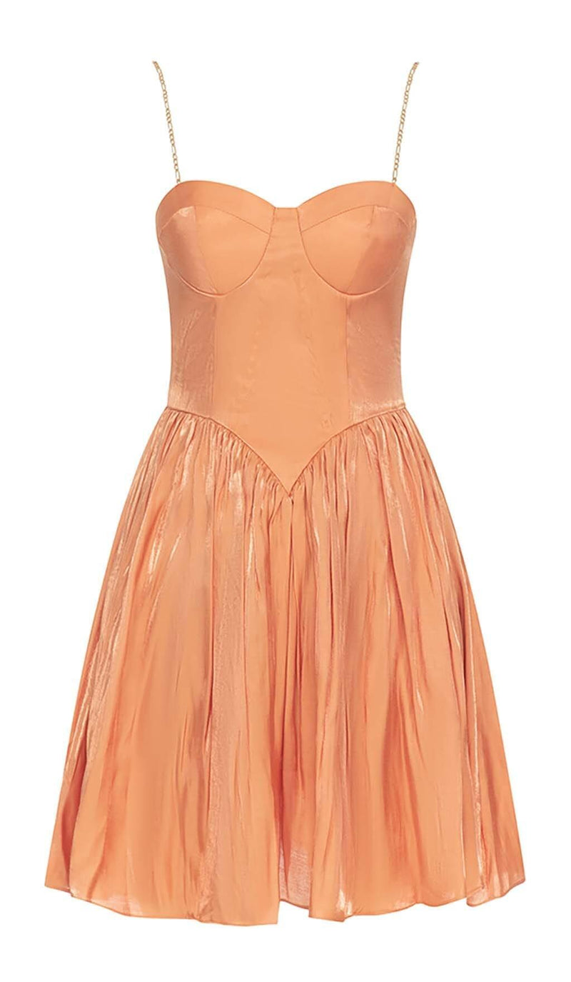 STRUCTURED CORSET DETAIL MINI DRESS IN PEACH