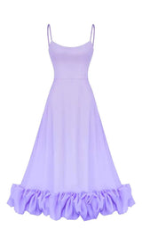 SUSPENDER A-LINE MIDI DRESS IN PURPLE