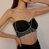 TASSEL AND DIAMOND CHEST CHAIN IN SILVER