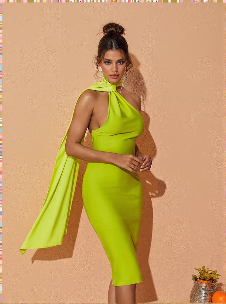 Kinga Halterneck Bandage Midi Dress