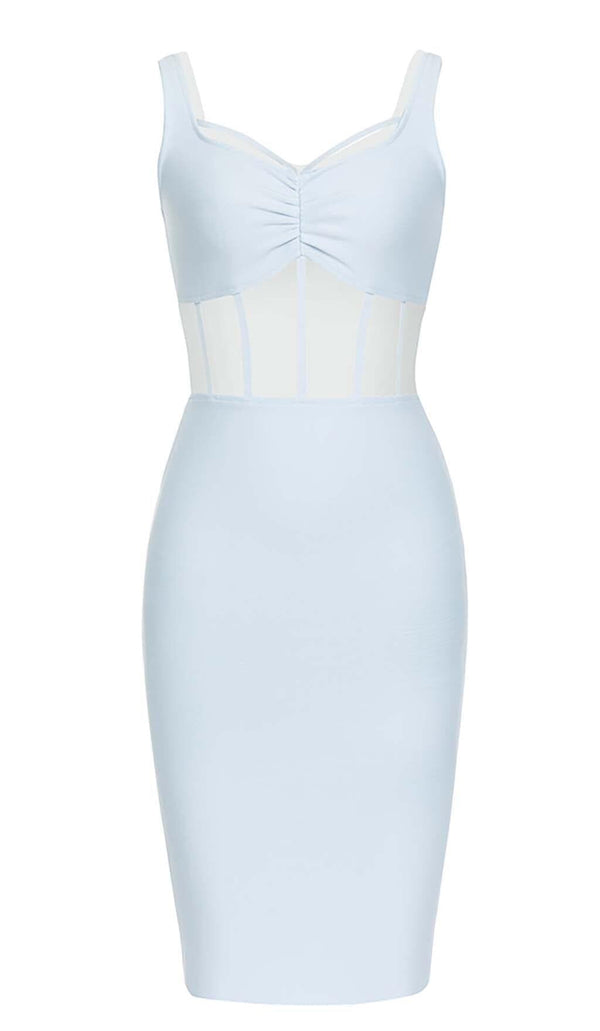 BODYCON CORSET MIDI DRESS IN BLUE