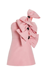 BOW-DETAILED SILK MINI DRESS IN PINK