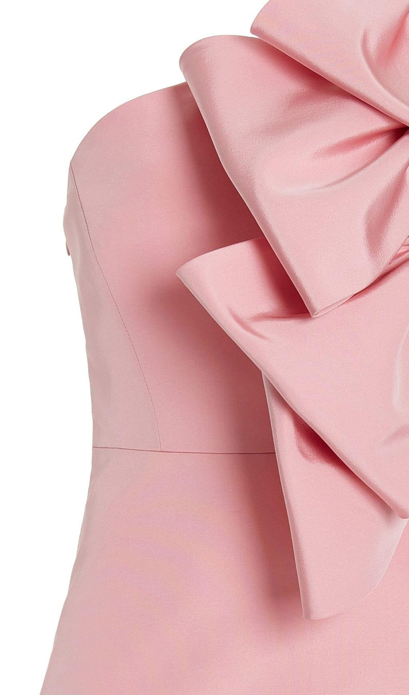 BOW-DETAILED SILK MINI DRESS IN PINK