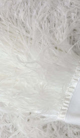 FEATHER BANDAGE MINI DRESS-WHITE