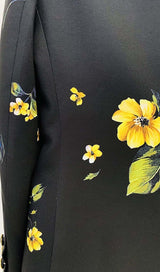 PRINTED BUTTON JACKET SUIT IN BLACK