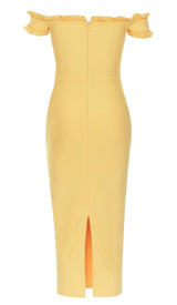 BANDEAU BANDAGE MIDI DRESS IN YELLOW