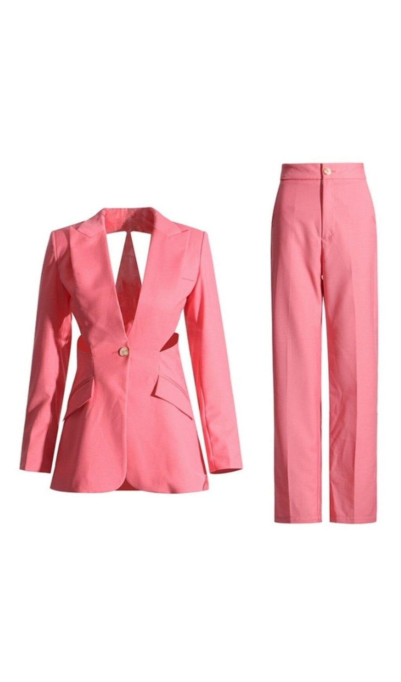 CUTOUT BLAZER SUIT IN PINK