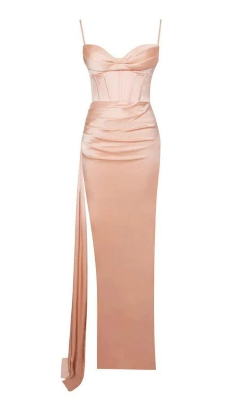 SATIN BACKLESS MINI DRESS IN PINK