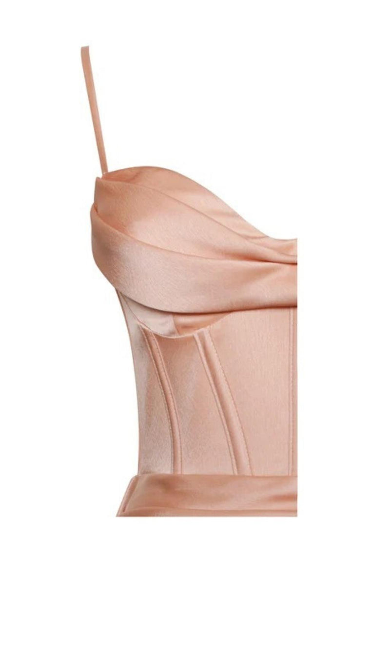 SATIN BACKLESS MINI DRESS IN PINK