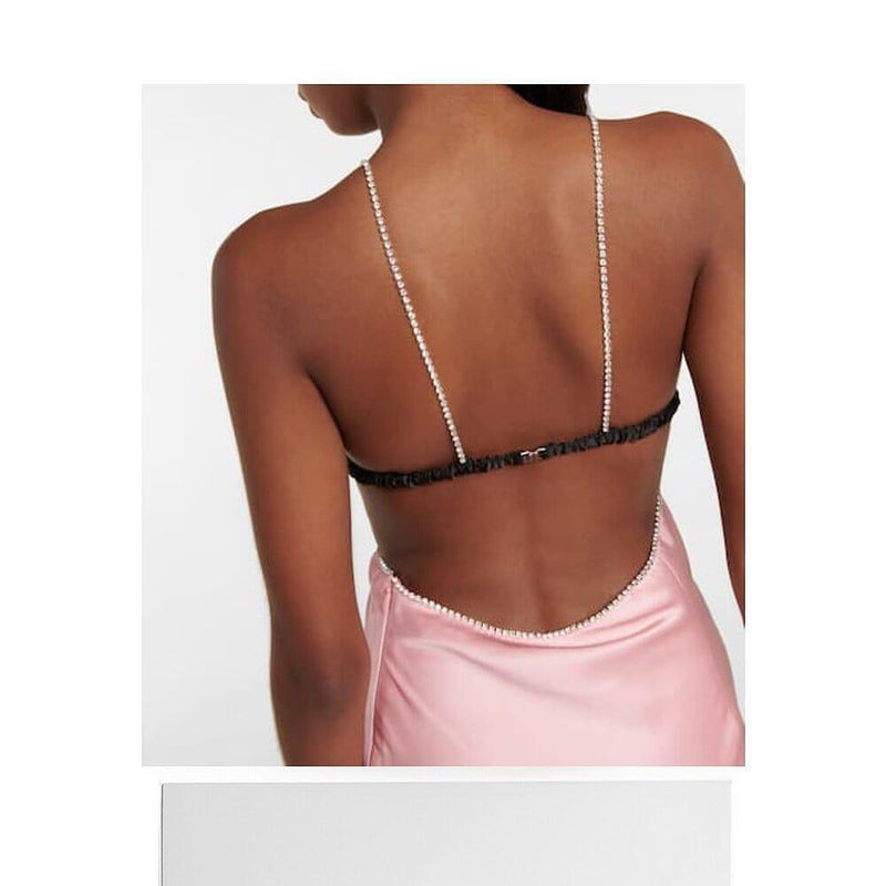 CRYSTAL-EMBELLISHED SLIP MIDI DRESS IN PINK