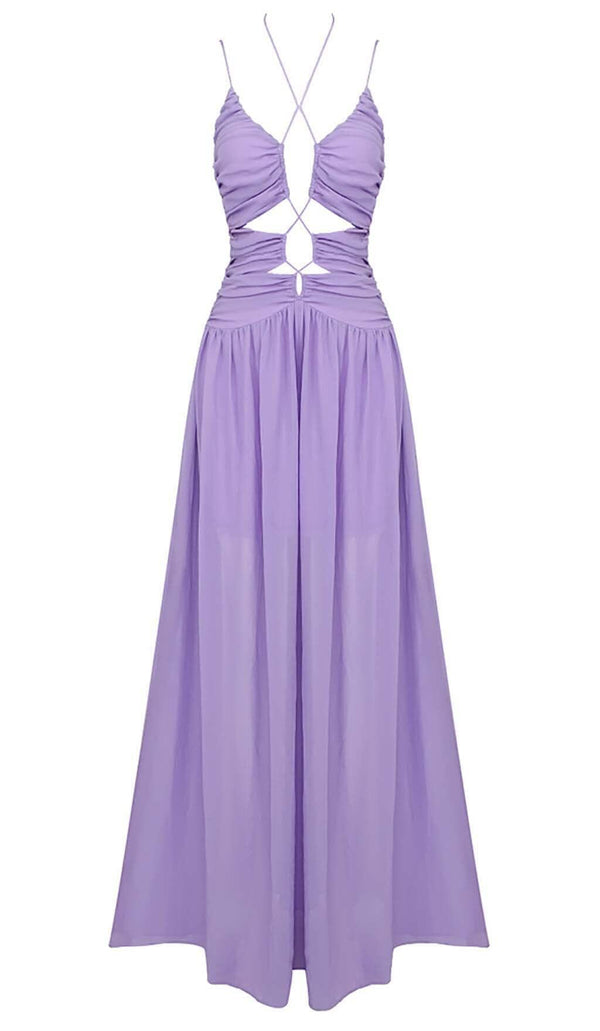 CUTOUT TULLE MAXI DRESS IN LIGHT PURPLE