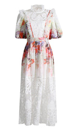 FLORAL PATCHWORK LACE MAXI DRESS