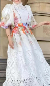 FLORAL PATCHWORK LACE MAXI DRESS