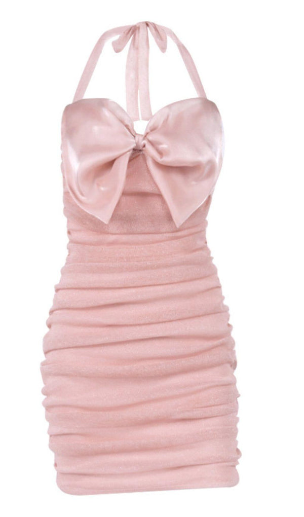 HALTER WAIST-TIGHTENING CORSET DRESS IN PINK