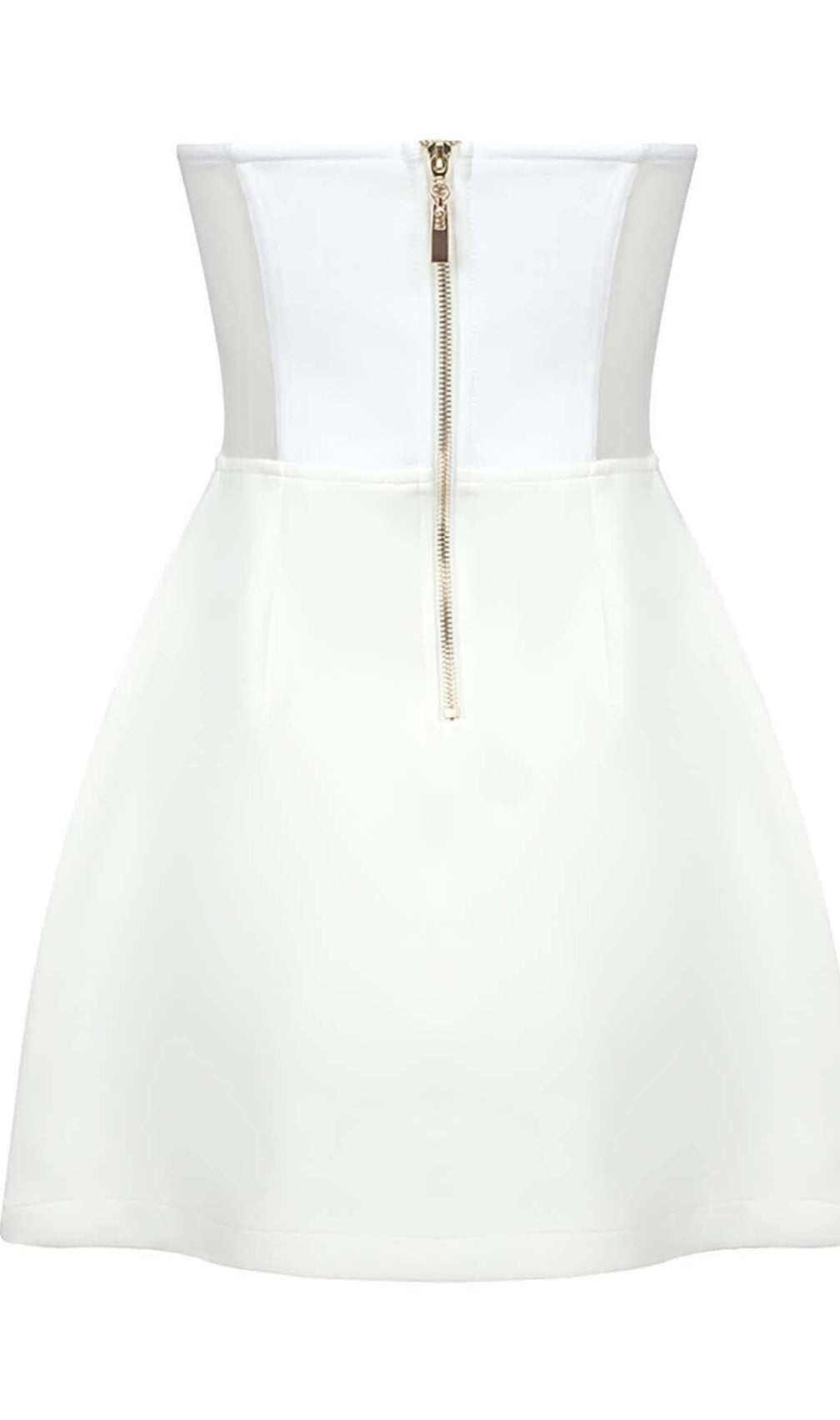 Glamorous White Strapless Mini Dress | Embellished Heart Bustier Top