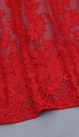 FLORAL CORSET LACE MAIX DRESS IN RED