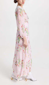 FLORAL PRINT MIDI DRESS IN PINK