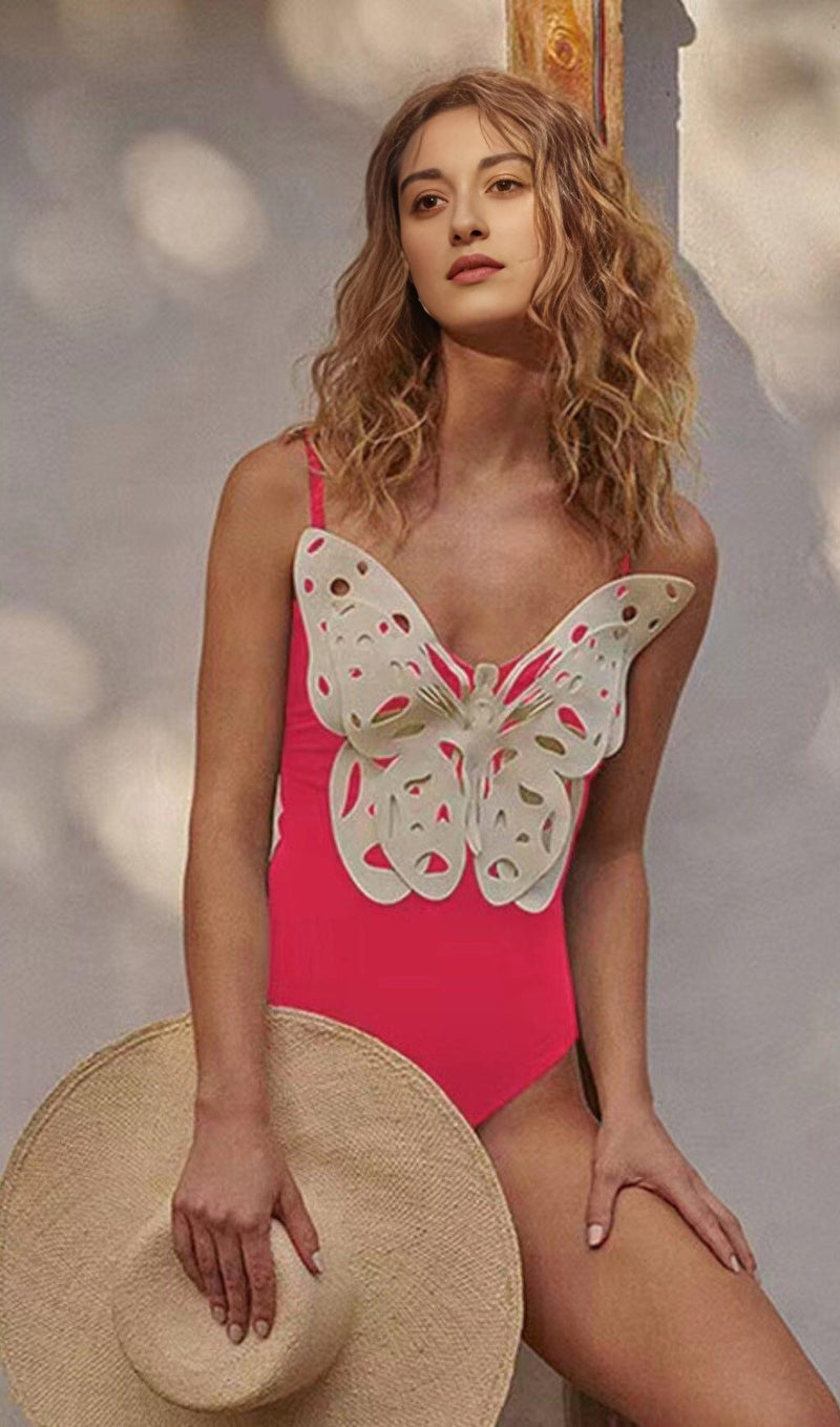 3D BUTTERFLY GRADIENT ONE PIECE SWIMSUIT