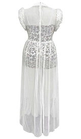 LEOPARD MESH MAXI DRESS IN WHITE