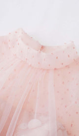 SEQUIN MESH TULLE MIDI DRESS IN PINK