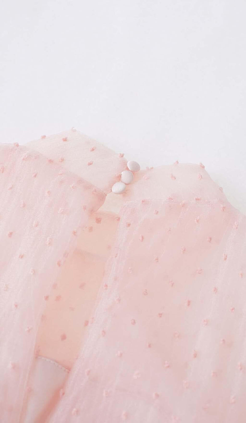 SEQUIN MESH TULLE MIDI DRESS IN PINK