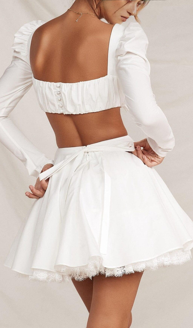 WHITE BOW MINI SKIRT