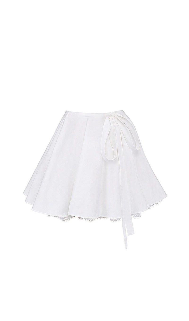 WHITE BOW MINI SKIRT