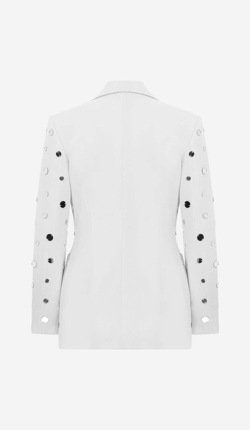 MIRROR SEQUIN DETAIL JACKET IN WHITE