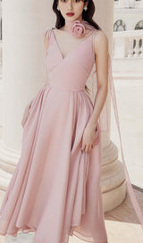 PLEATED FLARE BOTTOMING MIDI DRESS IN PINK