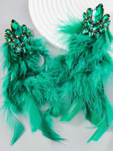 Sayda Rhinestone Feather Earrings