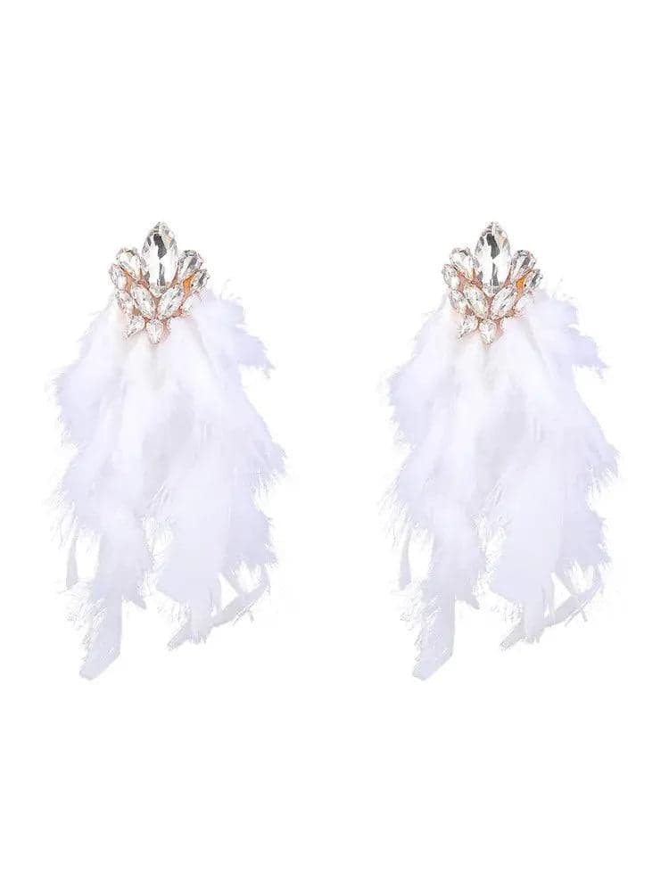 Sayda Rhinestone Feather Earrings