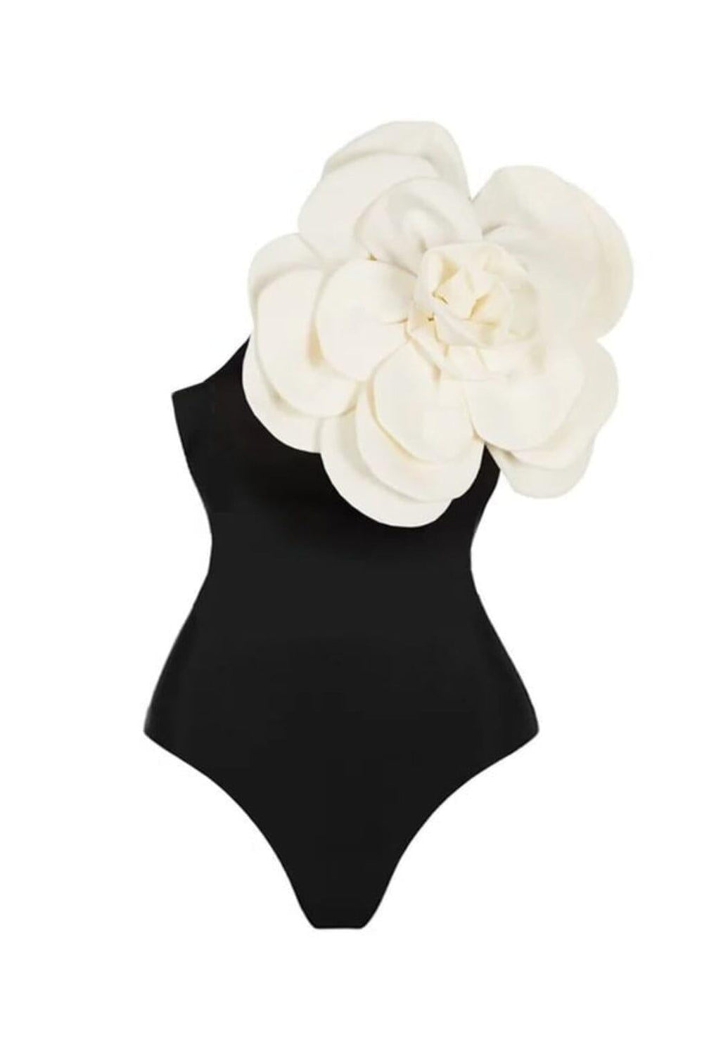 EXAGGERATED 3D FLOWER ONE PIECE SWIMSUIT IN BLACK